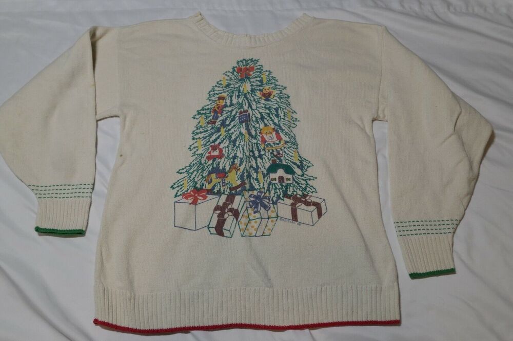 Vintage Women's 1988 NETSUKE Christmas Sweater GEORGE EISSLER Philadelphia PA